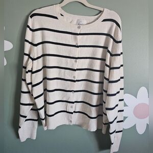 a new day Black and White Striped Cardigan